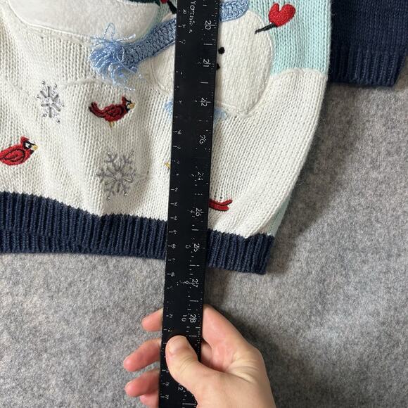 Vintage Quacker Factory Sweater Womens Medium Ugly Christmas Cardigan Snowman - Picture 7 of 10